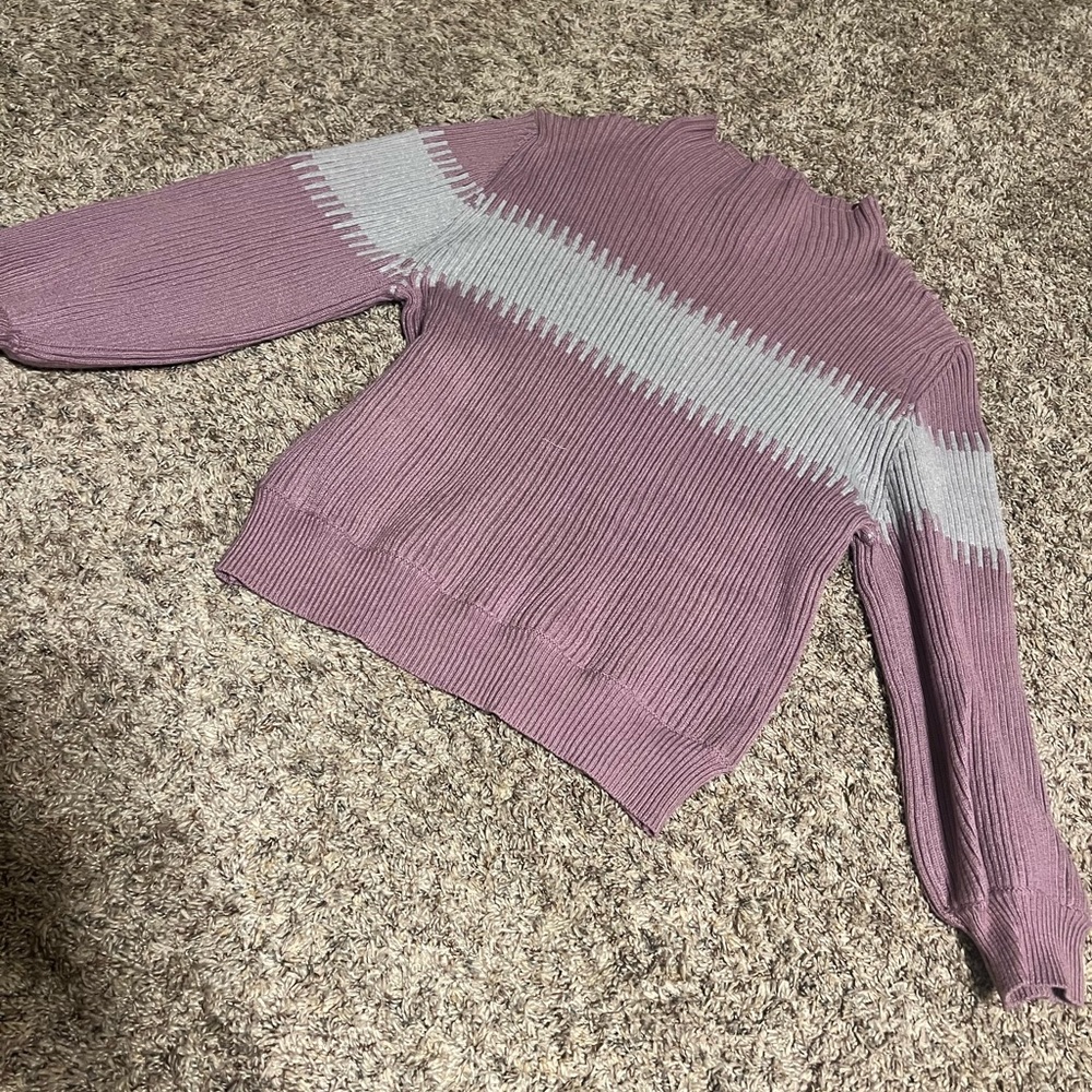 Listicle Mauve and Light Gray Turtleneck Sweater